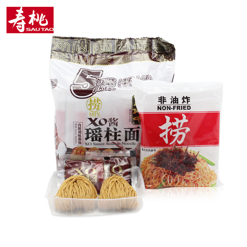 寿桃牌 非油炸方便面 xo酱瑶柱面 碱水面捞面 10个面条装 570g