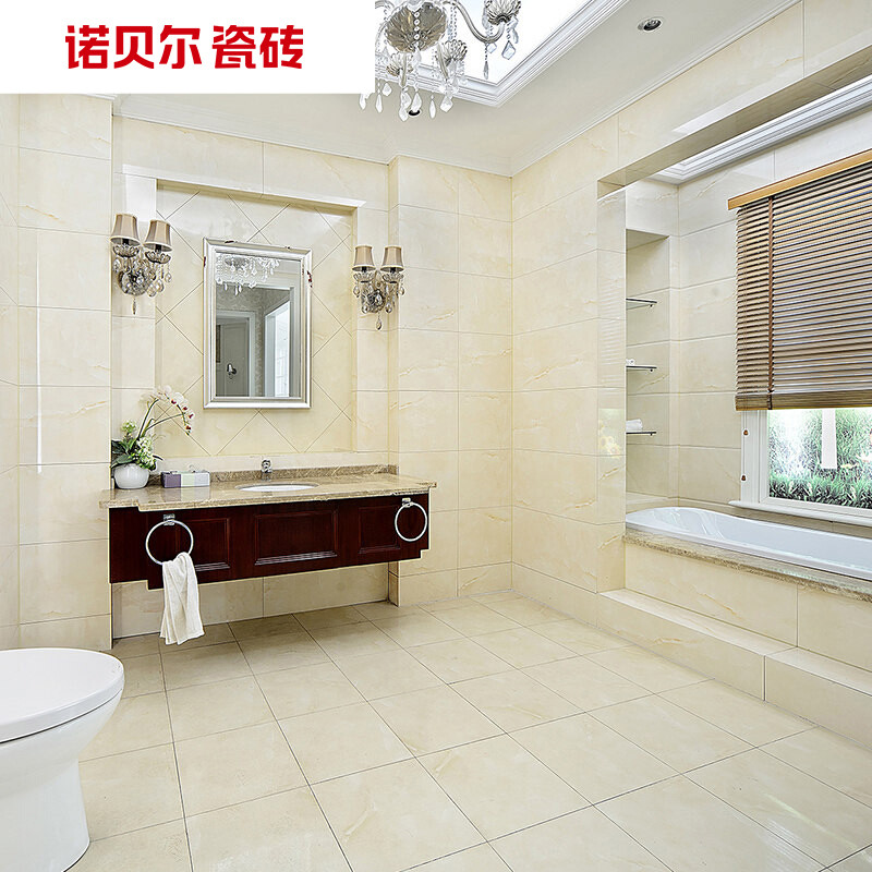 诺贝尔瓷砖釉面砖卫生间厨房墙面墙砖防滑厨卫砖地砖浴室wf75406 纯色
