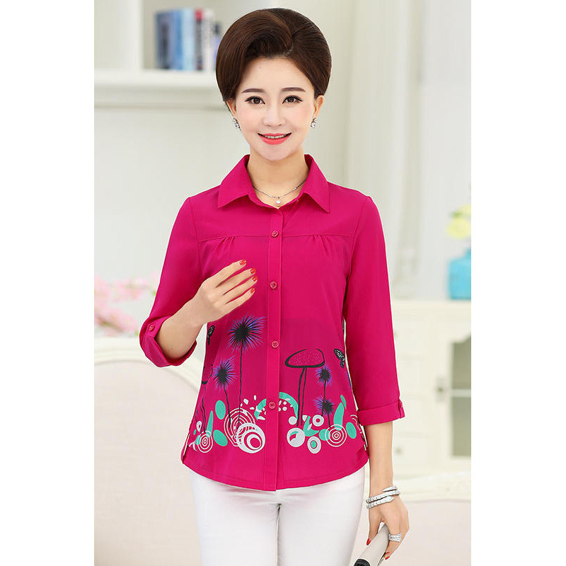 中老年人女装春秋装薄外套妈妈长袖衬衫老人夏