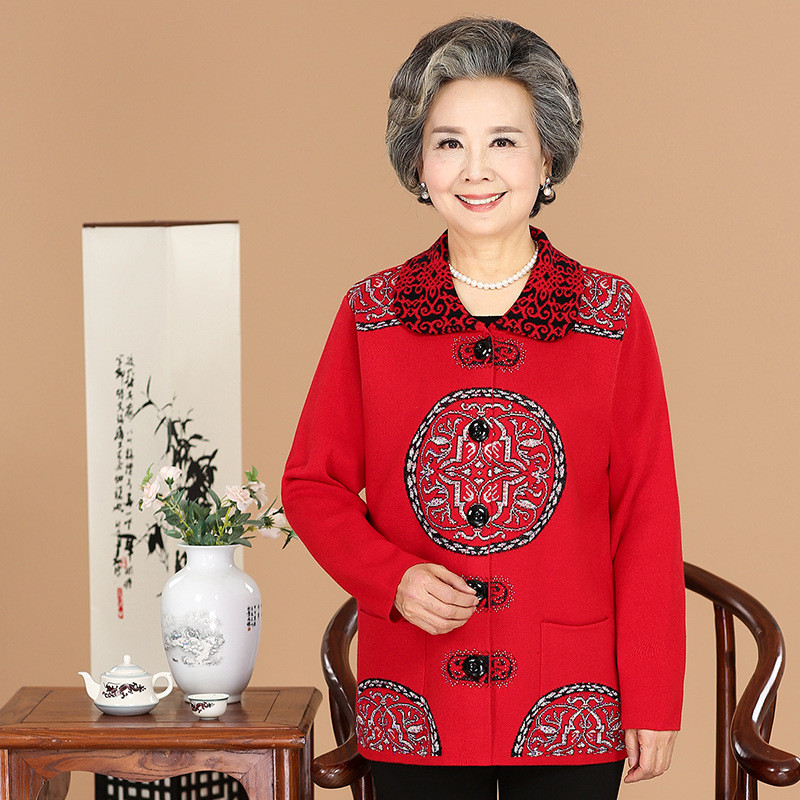 妈妈装套装中老年人唐装上衣女春秋60-70岁奶