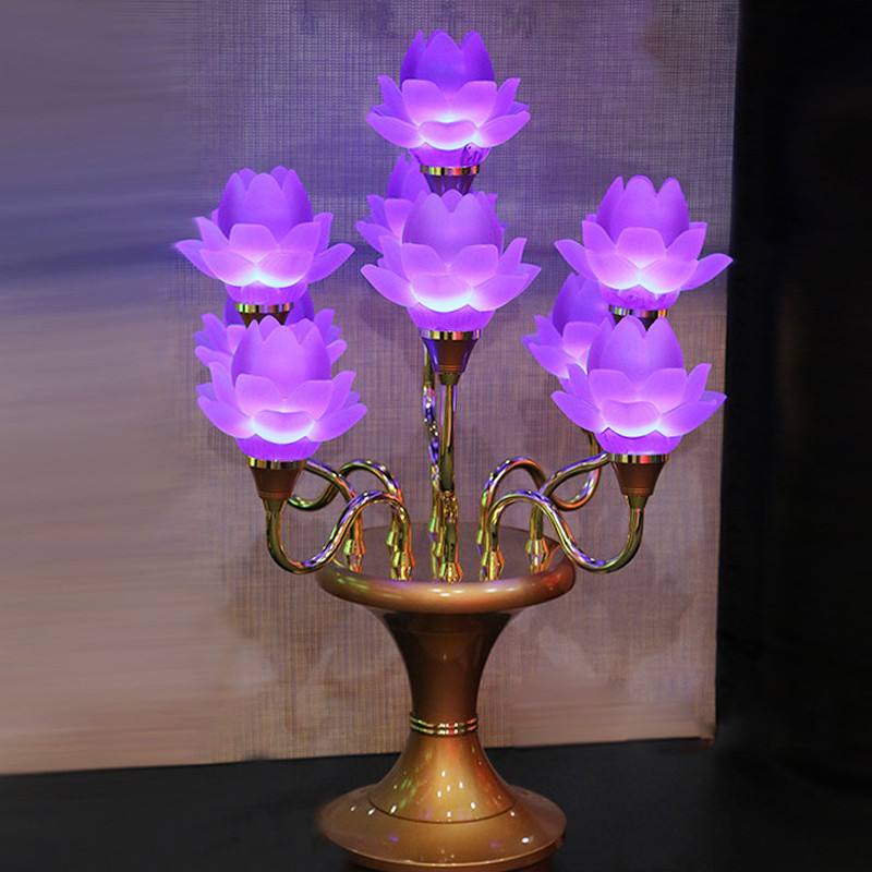 七品莲花灯 佛供灯莲花灯 led莲花灯 佛教用品 led供佛灯