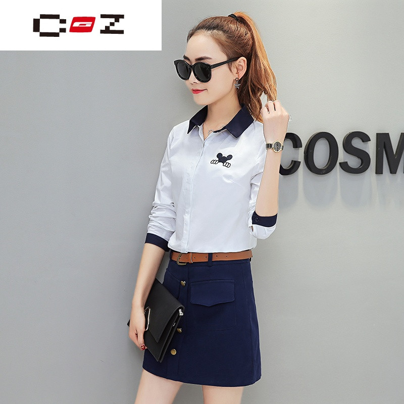 CZ潮流品牌2017春装新款女韩版时尚白色衬衫