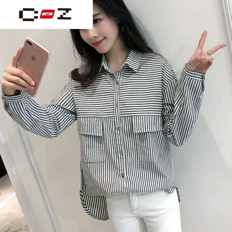 CZ潮流品牌2017春装新款女士衬衫长袖衬衣棉