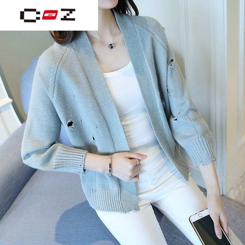 CZ潮流品牌2017春季针织开衫小披肩短外套女