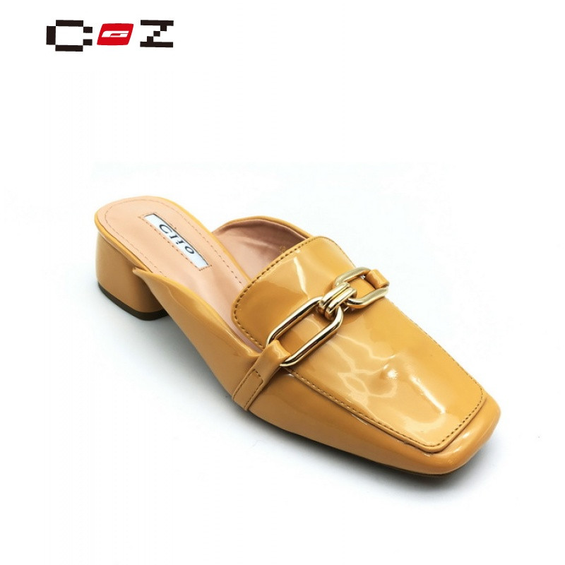 CZ潮流品牌欧美风拖鞋女粗跟鞋乐福鞋半拖鞋