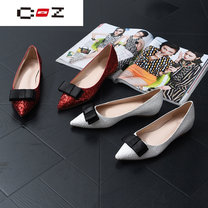 CZ潮流品牌XZ785 英伦亮片布平底浅口单鞋2