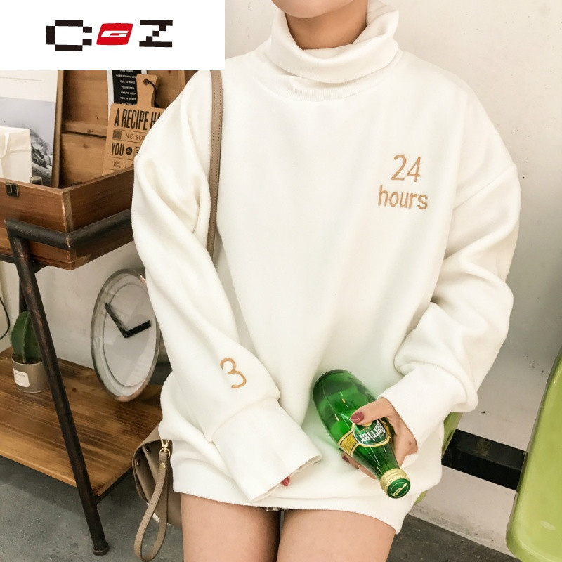 CZ潮流品牌冬天卫衣女韩版宽松加厚加绒秋季