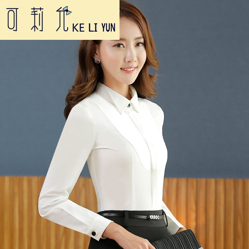 KELIYUN黑衬衫女长袖2017春装新款雪纺韩版