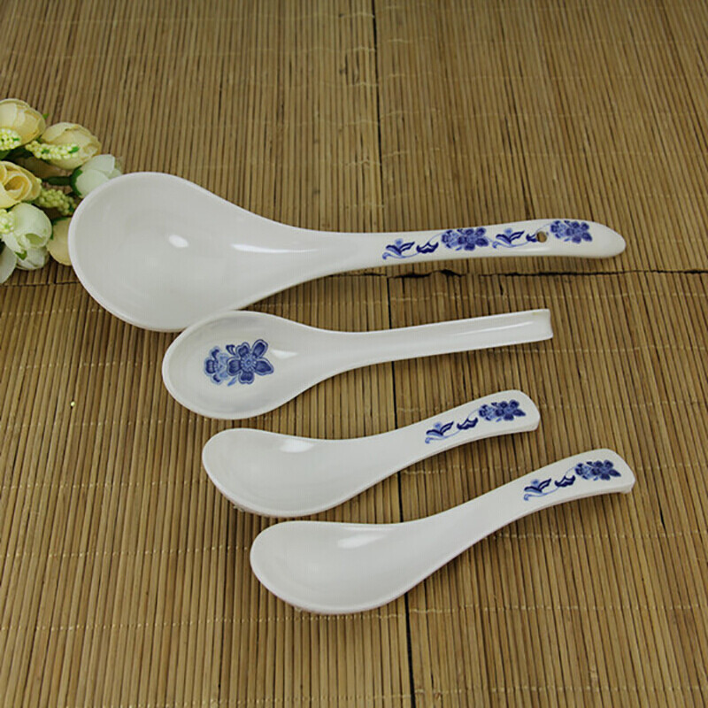 古达密胺餐具青花瓷勺子仿瓷儿童汤勺复古