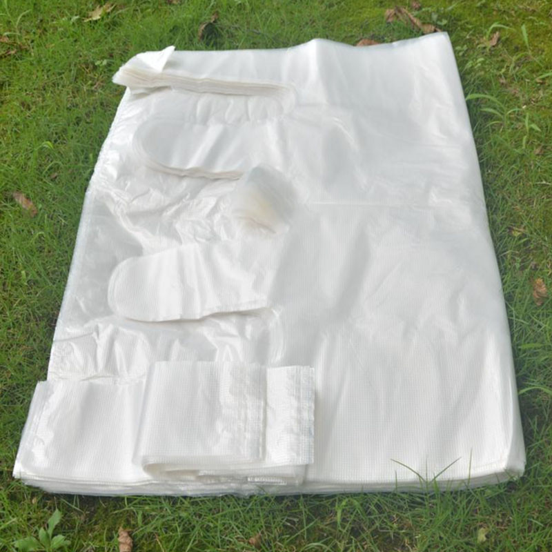 简约时尚塑料袋白色手提袋透明收纳食品袋包装袋大号加厚搬家打包袋