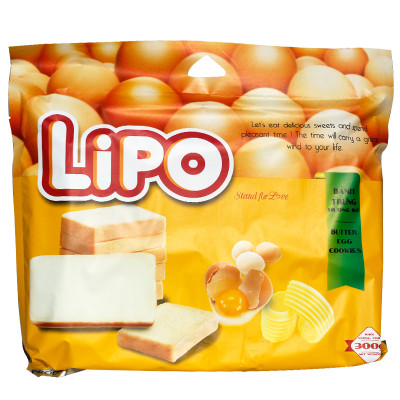 lipo 越南进口面包干黄油味300g早餐下午茶饼干休闲零食品