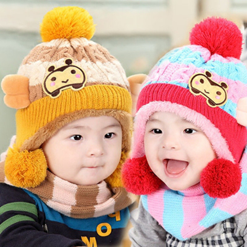 女婴儿帽子秋冬季0-3-6-12个月男宝宝毛线帽1