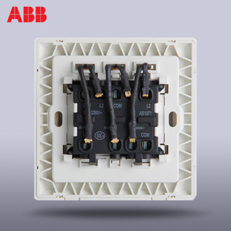 瑞士abb 开关插座 德逸三开双控开关带灯led 三位双控