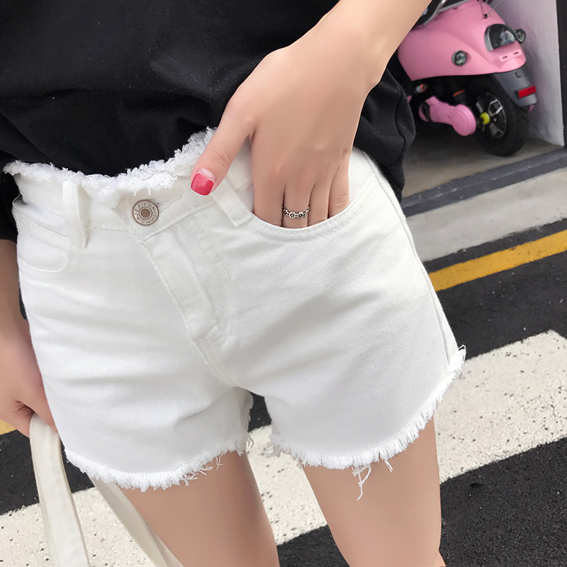 娉语夏季新款女装韩版休闲高腰毛边牛仔短裤宽松百搭女学生阔腿热裤潮