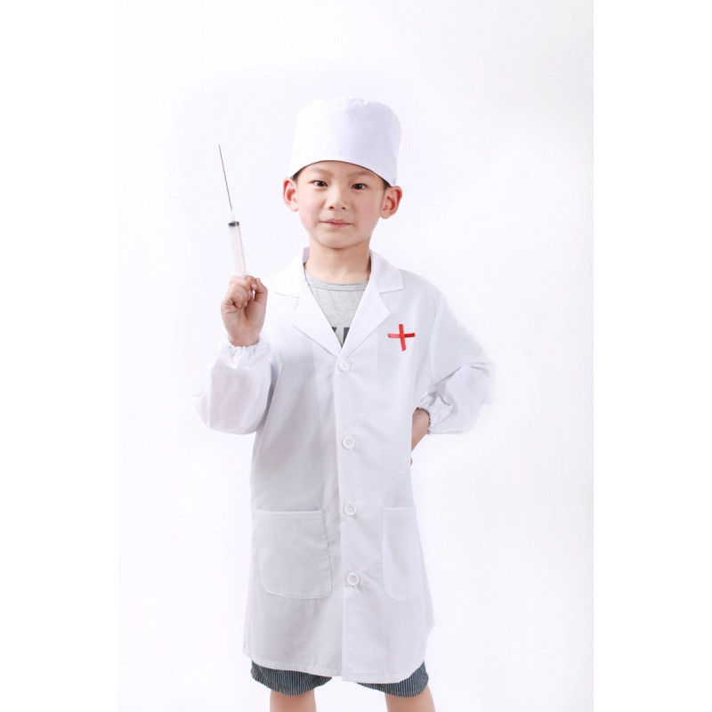 幼儿厨师围裙套装儿童护士医生演出服装小医生白大褂扮演表演服