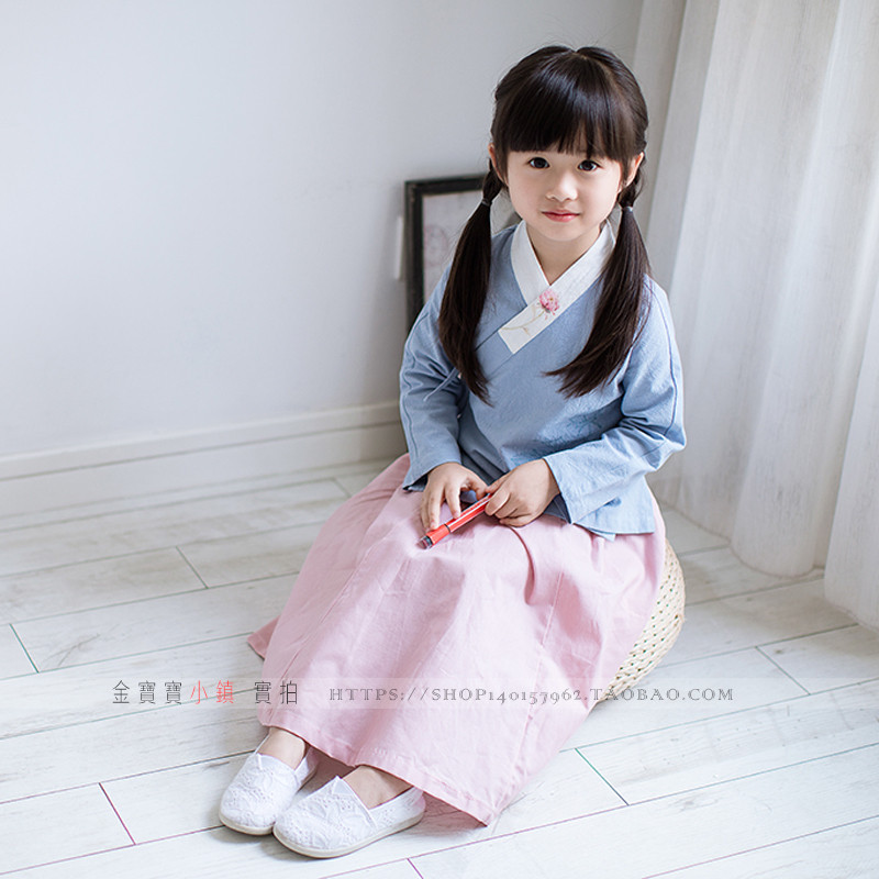 女童汉服 中国风儿童古装上衣 2018秋装新款演出服 牡丹花小外套