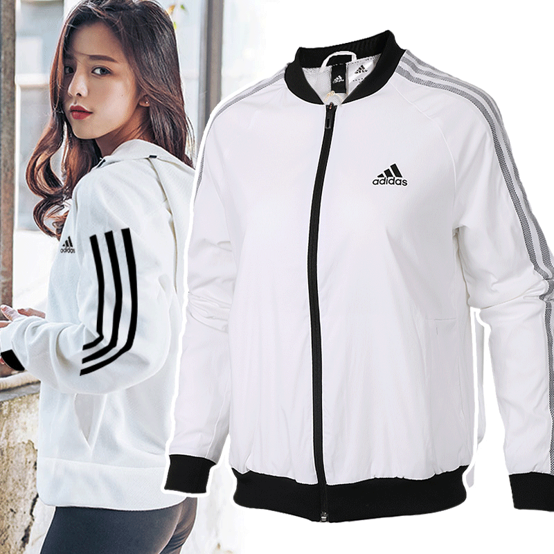 adidas/阿迪达斯 女装 运动服休闲防风夹克梭织开衫外套 bp6906 bq