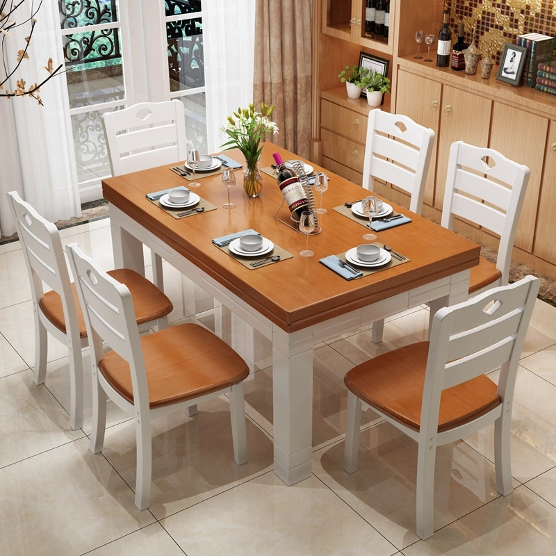 明希 实木餐桌椅组合 现代简约小户型家用饭桌西餐桌长方形实木餐桌