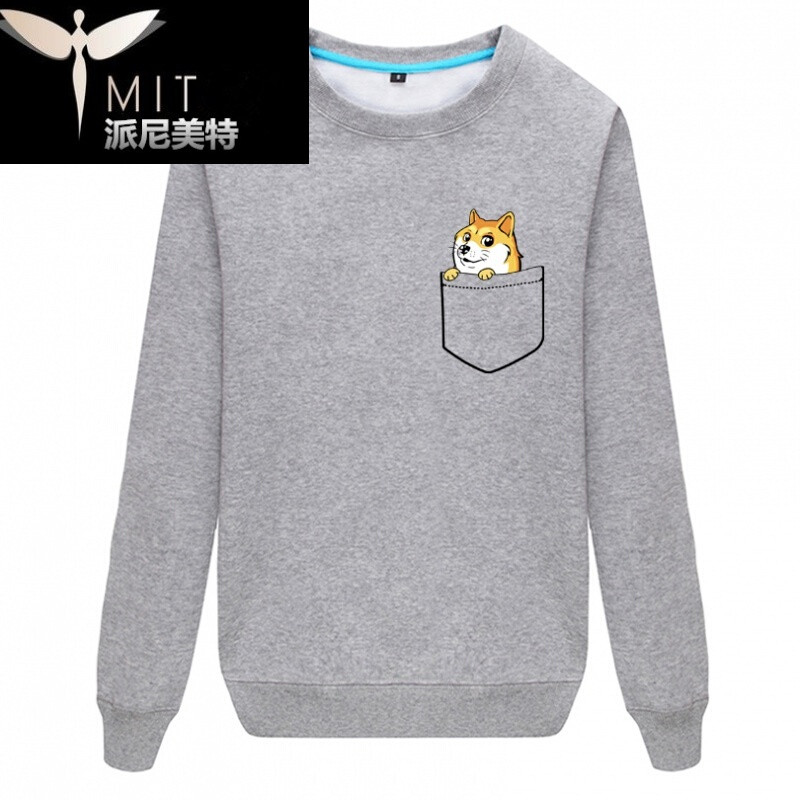 套头长袖卫衣男加绒新款韩版日系清新圆领小标