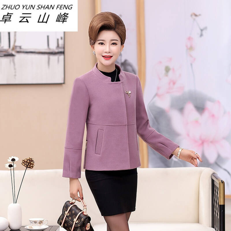 中年女秋装40-50岁妈妈冬装毛呢外套女短款中