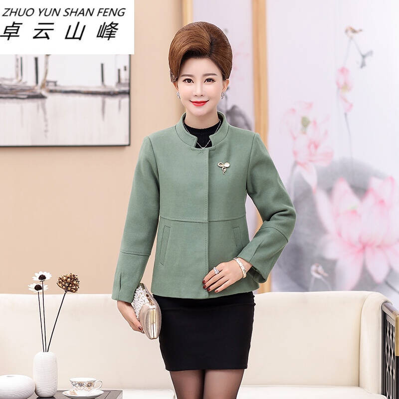 中年女秋装40-50岁妈妈冬装毛呢外套女短款中