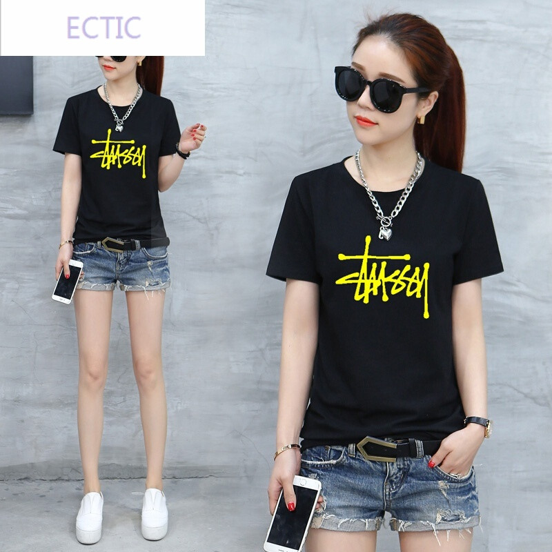 ECTIC韩国夏天衣服少女孩初中高中学生纯棉宽