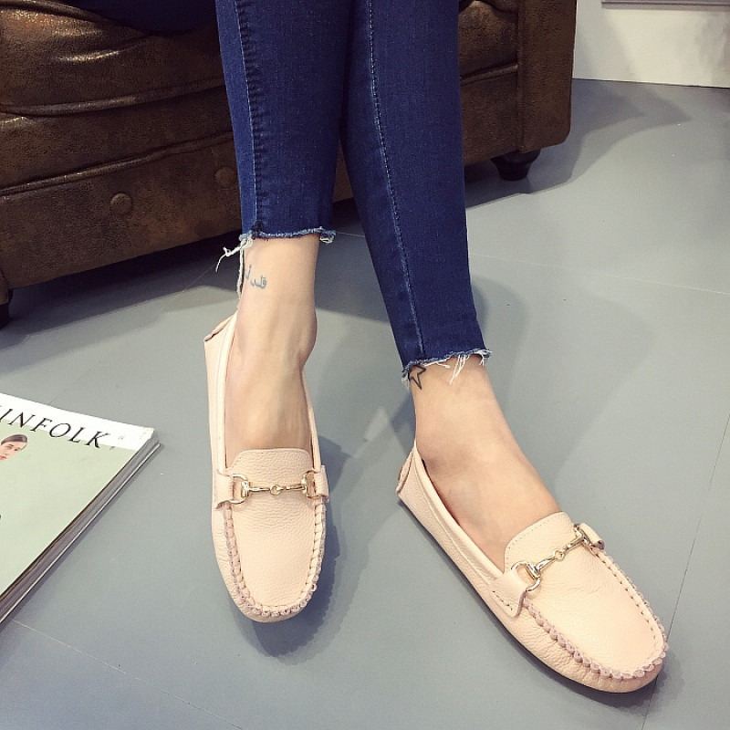 社会女鞋子2017秋季韩版真皮百搭平底鞋单鞋