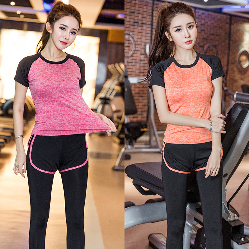 qmfs新款春夏健身房瑜伽服运动套装女跑步服背心紧身显瘦速干上衣短裤