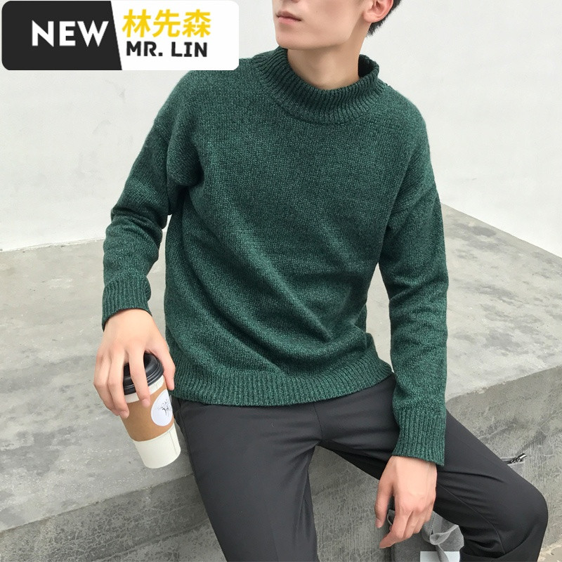 潮流男装秋冬新款高领毛衣男韩版潮流学生风宽