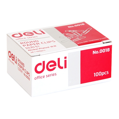 得力(deli)0018 回形针 电镀表层 100枚/盒 10盒装 29mm长 办公、学生办公文具用品
