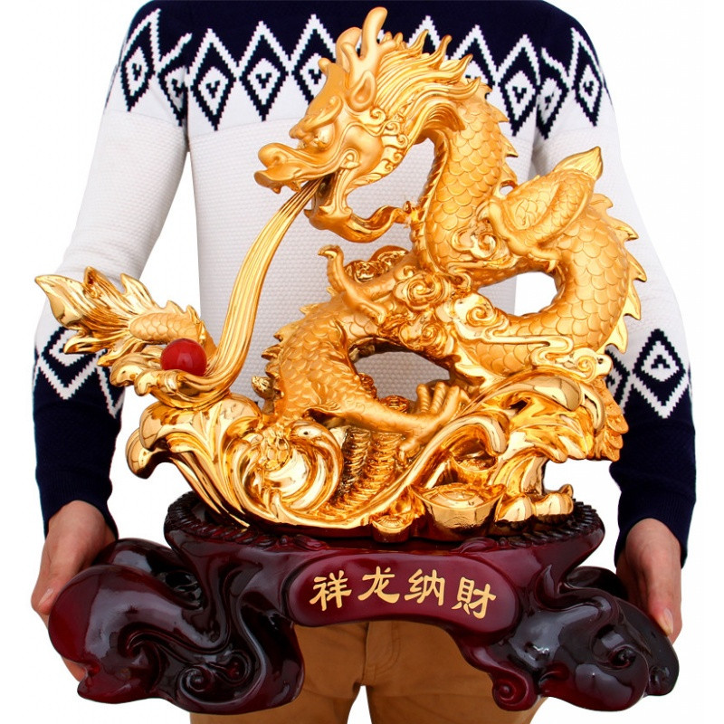 新款2018招财龙摆件戏珠金龙工艺品摆设汉龙家居装饰品开业收客厅银台
