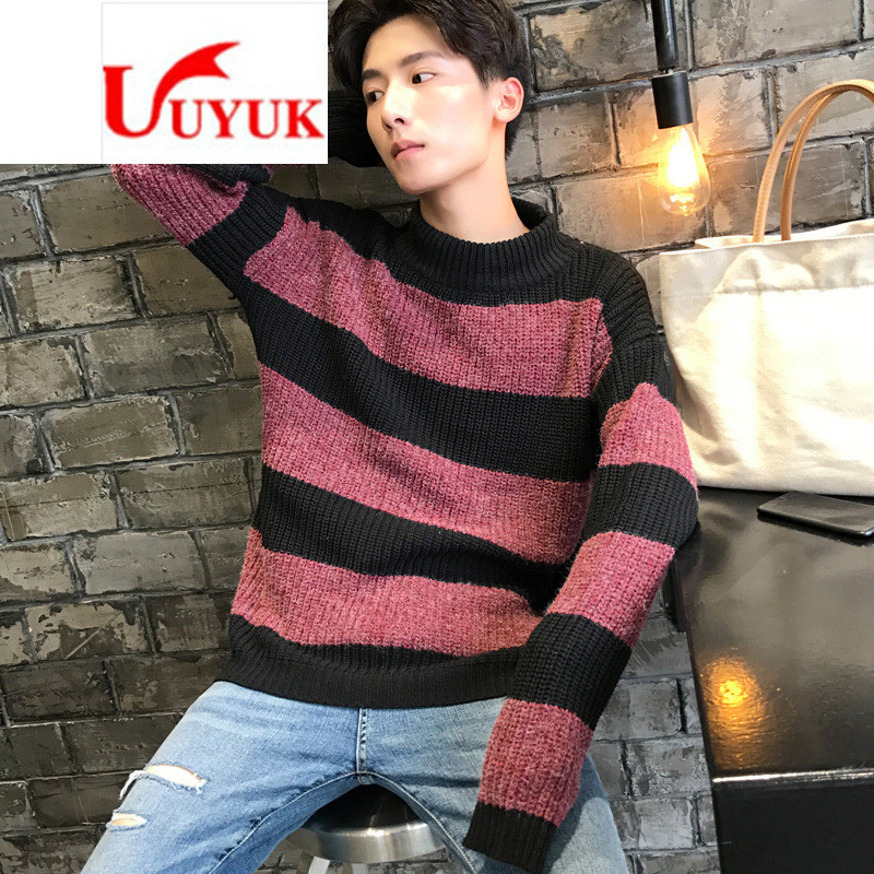 UYUK秋冬季高领情侣毛衣男套头长袖针织衫单