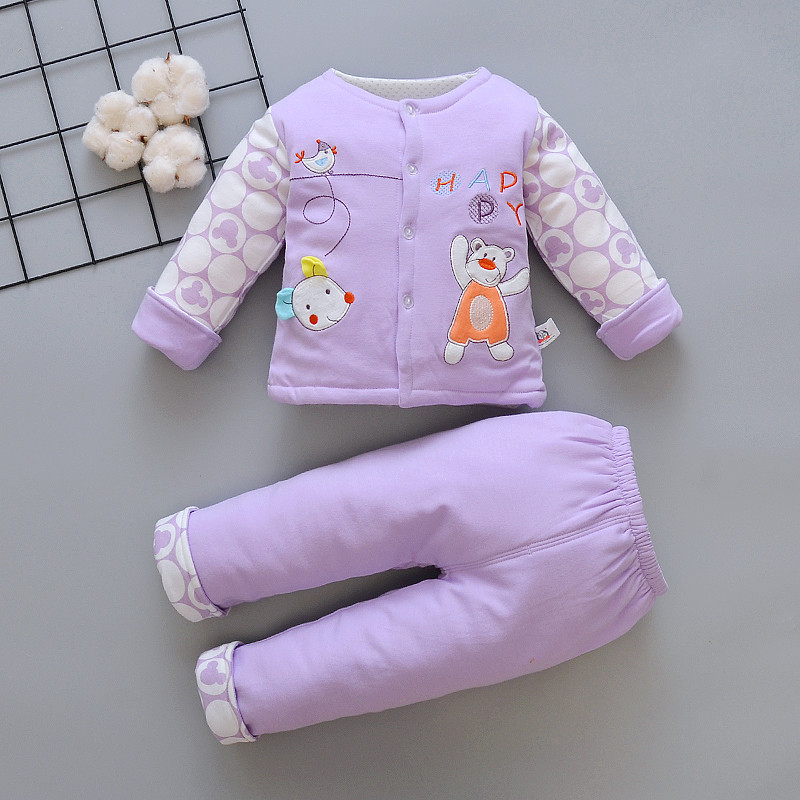 新款婴儿棉衣套装秋冬装薄6个月女宝宝棉袄两