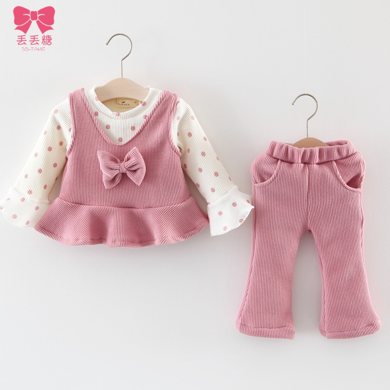 新款女宝宝秋冬装套装 0一1-2周岁婴儿衣服3小