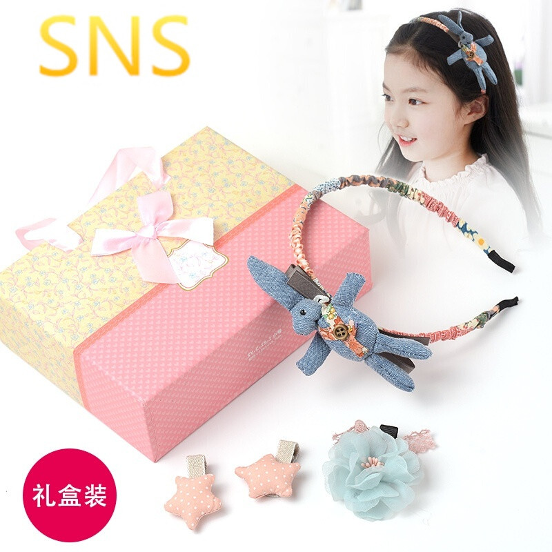 sns儿童布艺发夹小兔子发箍发饰可爱小鸭夹宝宝头饰发卡套装圣诞节