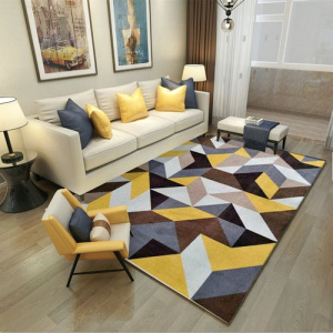 北欧几何地毯客厅沙发茶几卧室床边地毯现代简约家用长方形可水洗都市诱惑