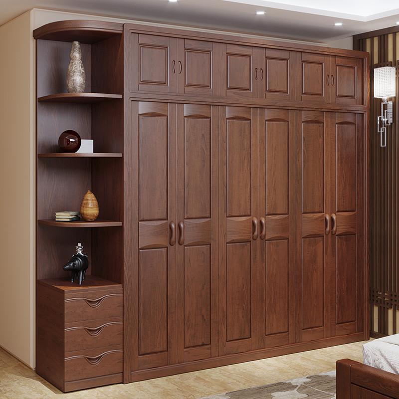 实木衣柜3 4 5 6门大衣橱橡木卧室家具现代简约中式转角储物柜