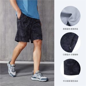 李宁(LI-NING)运动短裤男士 薄款健身跑步裤男装裤子反光梭织五分裤