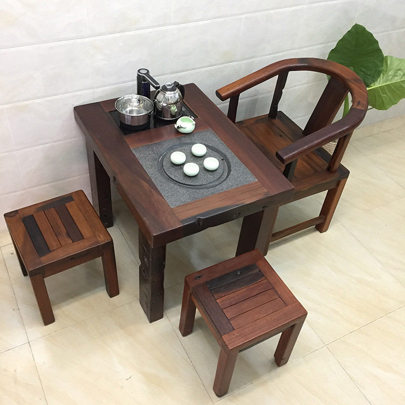 老船木茶桌椅组合整装茶几中式仿古实木小茶台功夫茶桌阳台