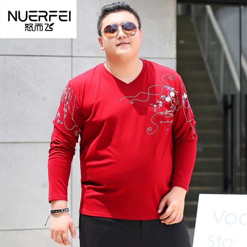 2018新款春夏装秋季肥佬长袖T恤男加肥加大宽