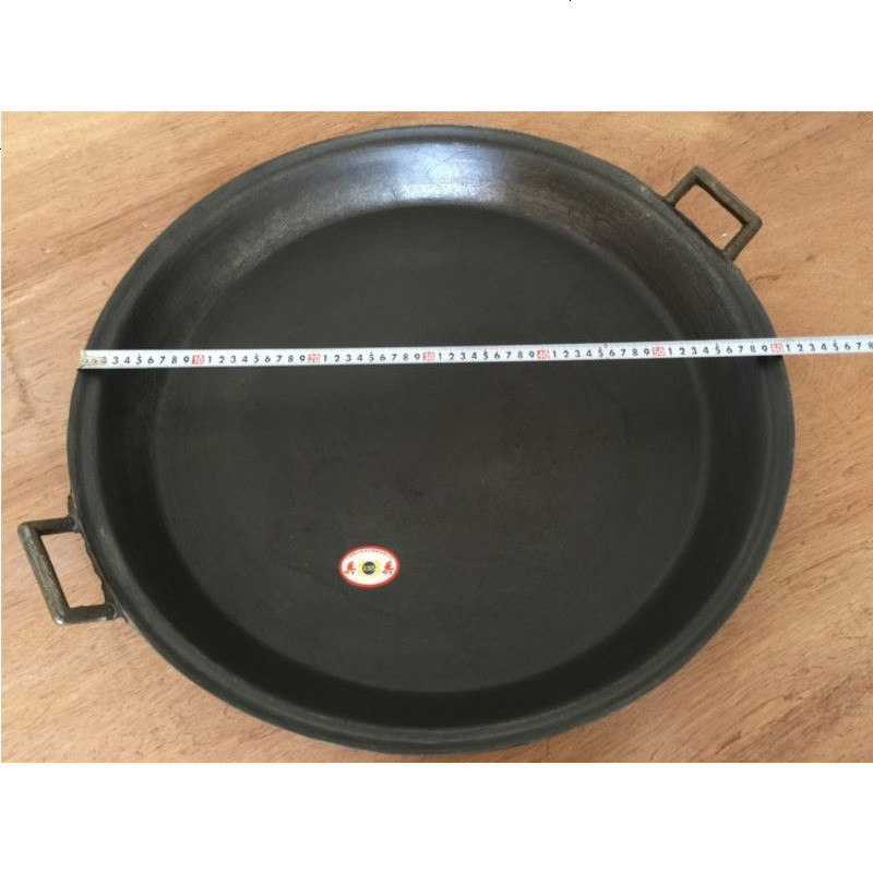 厚大号煎饼烙饼锅煎饺无涂层平底铸铁锅双耳燃气灶商用50cm6