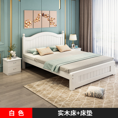 床双人床实木床1.5米现代简约欧式双人床主卧1.8家用经济出租房木床419