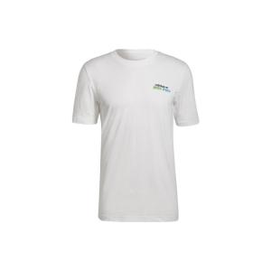 三叶草Adidas Originals Logo刺绣印花圆领短袖T恤 男款 白色 舒适透气 个性潮流 HC7143