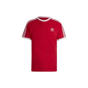 三叶草Adidas Originals Logo印花条纹圆领短袖T恤 男款 红色 24新款 IA4852男款
