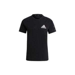 阿迪达斯Adidas 综合训练系列 品牌Logo字母圆领运动健身短袖T恤 男款 黑白色 耐磨 GR9677