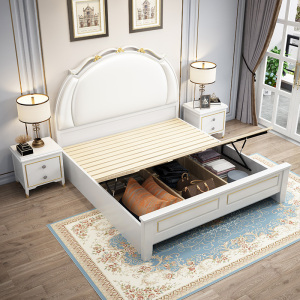 宜木雅居 美式实木床轻奢风双人床1.8米主卧室大床1.5米现代简约公主床婚床