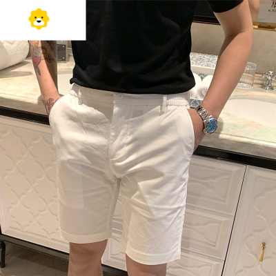 FISH BASKET季新款时尚高级裤子白色短裤男 休闲修身男士五分裤