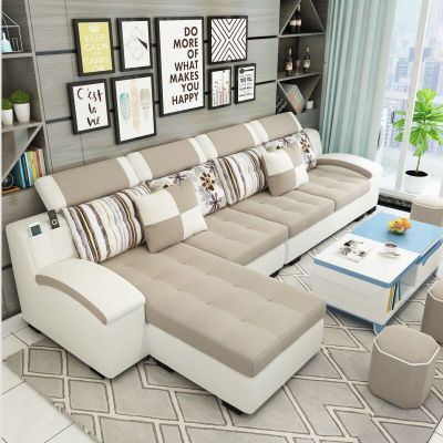 布艺沙发 简约现代小户型客厅家具 整装三人组合可拆洗布沙发