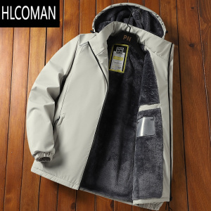 HLCOMAN防风男士新款可脱卸帽工装夹克棉衣加绒加厚p暖男大衣外套