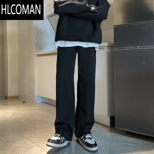 HLCOMAN400g卫裤男款加绒加厚宽松男生裤子高街美式直筒休闲长裤
